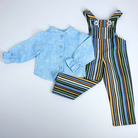 Timeless Doll Outfit - Striped Overalls Set