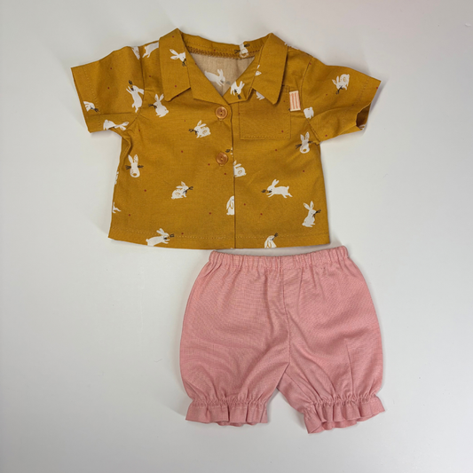 Timeless Doll Outfit - Mustard Bunnies Playsuit