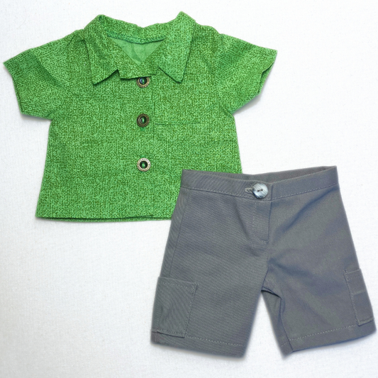 Timeless Doll Outfit - Green Shirt & Cargo Shorts
