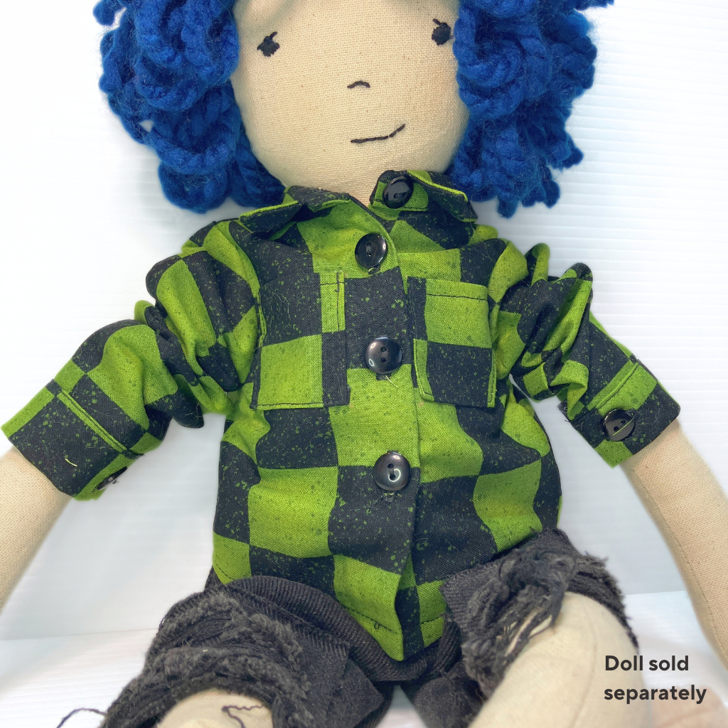 Timeless Doll Outfit - Green Check & Denim