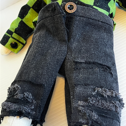Timeless Doll Outfit - Green Check & Denim
