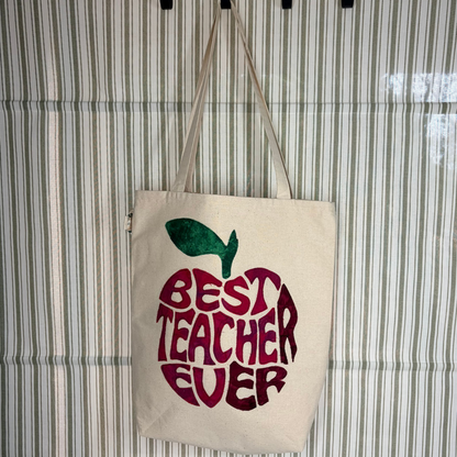 Best Teacher Ever - Lined Appreciation Tote Bag