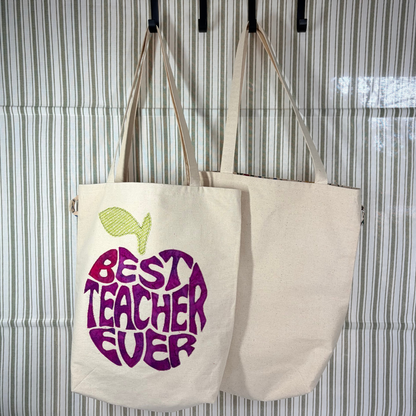 Best Teacher Ever - Lined Appreciation Tote Bag