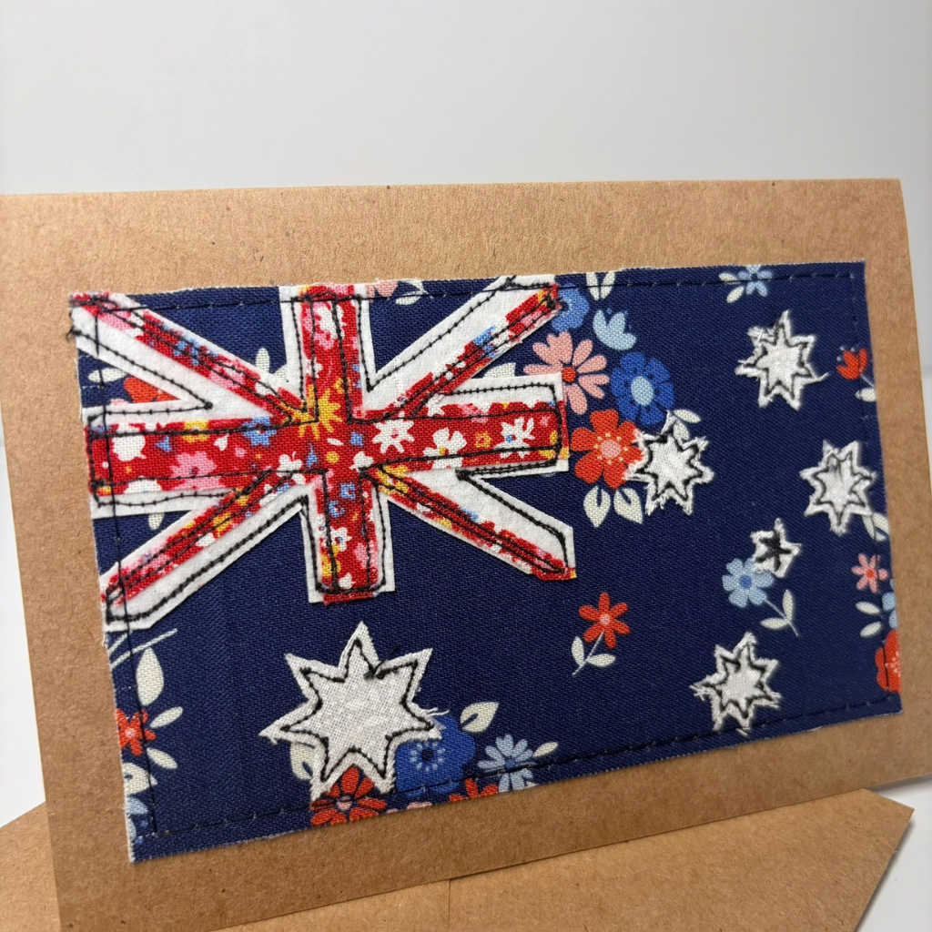 Australian Flag - Handmade Fabric Greeting Card