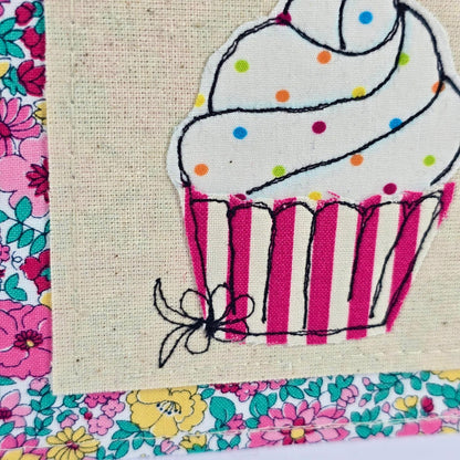 Cupcake - Handmade Liberty® Fabric Greeting Card
