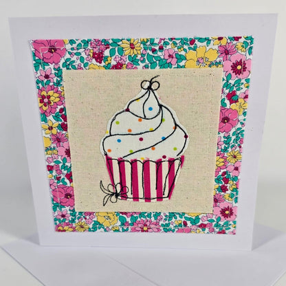 Cupcake - Handmade Liberty® Fabric Greeting Card