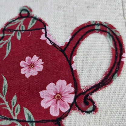 Teapot - Handmade Fabric Greeting Card