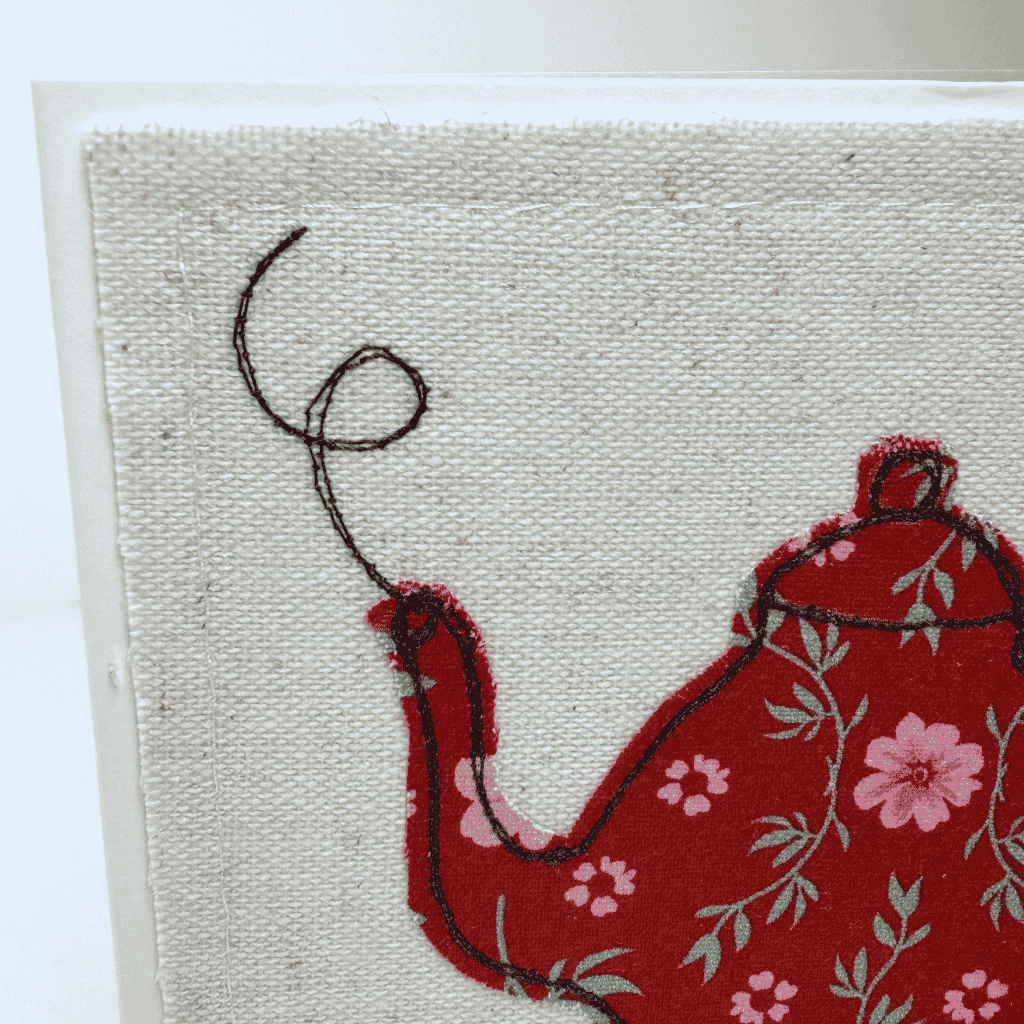 Teapot - Handmade Fabric Greeting Card
