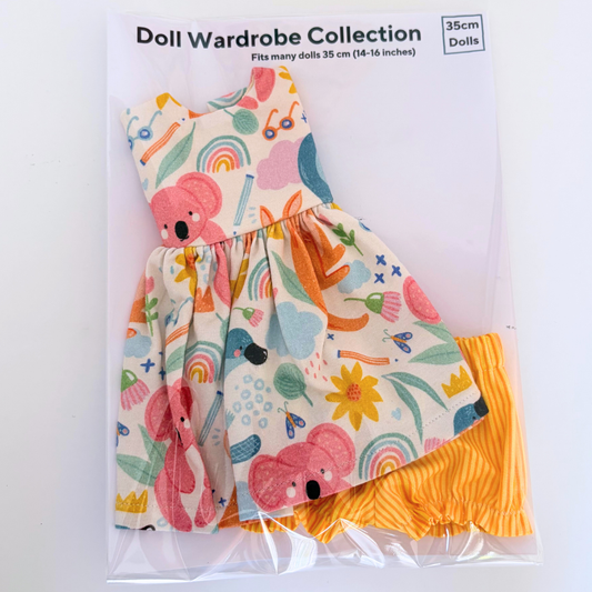 Little Playmate Doll Outfit - Aussie Animals Dress & Bloomers