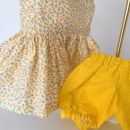 Little Playmate Doll Outfit - Yellow Wildflower Dress & Bloomers